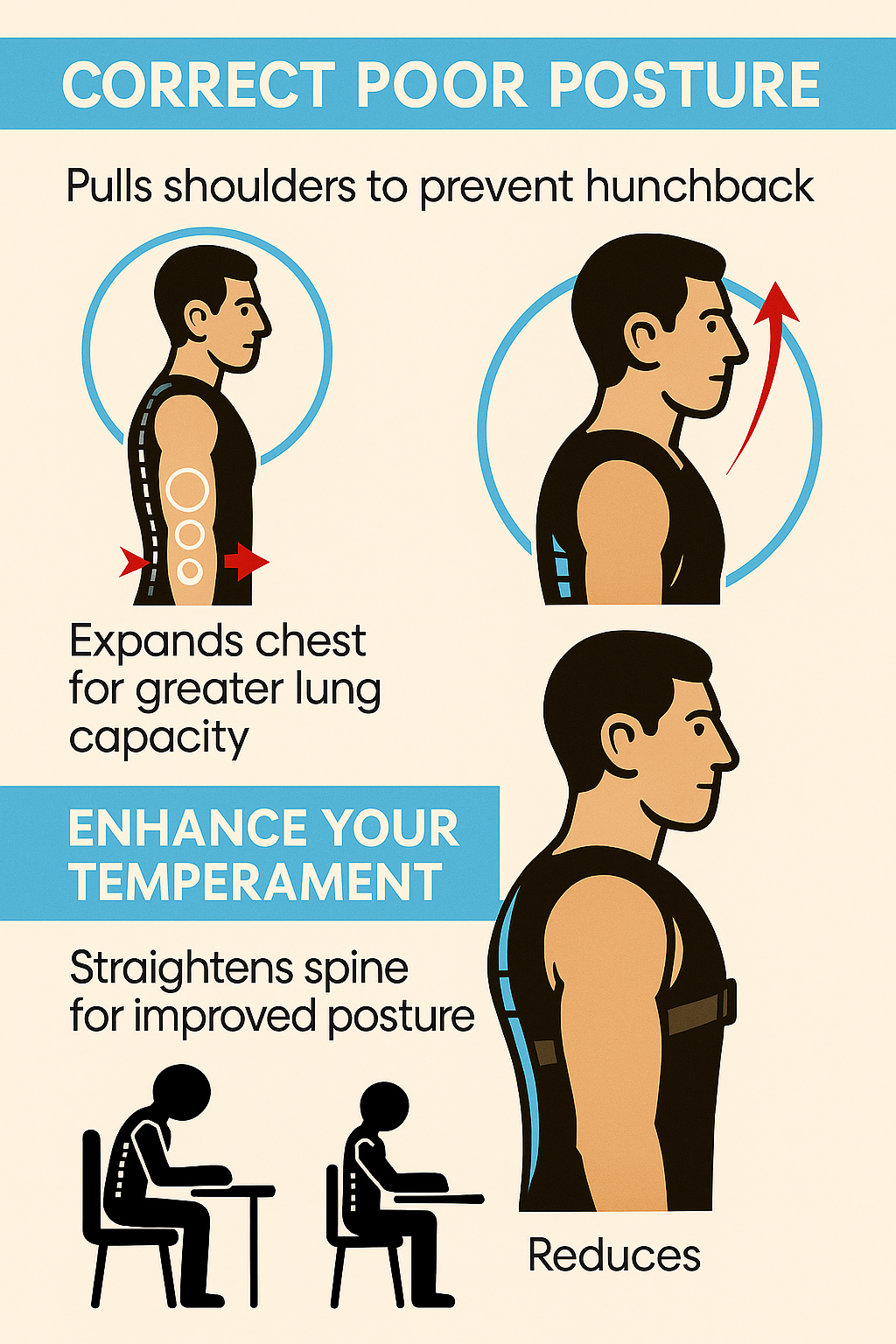 Back Posture Correction Belt – Shoulder & Back Support for Men