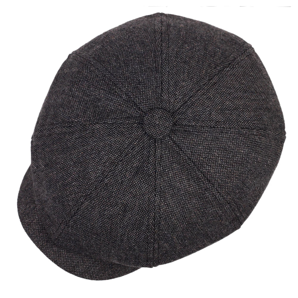 Vintage Herringbone Newsboy Cap – 8-Panel Gatsby Flat Hat (Unisex)