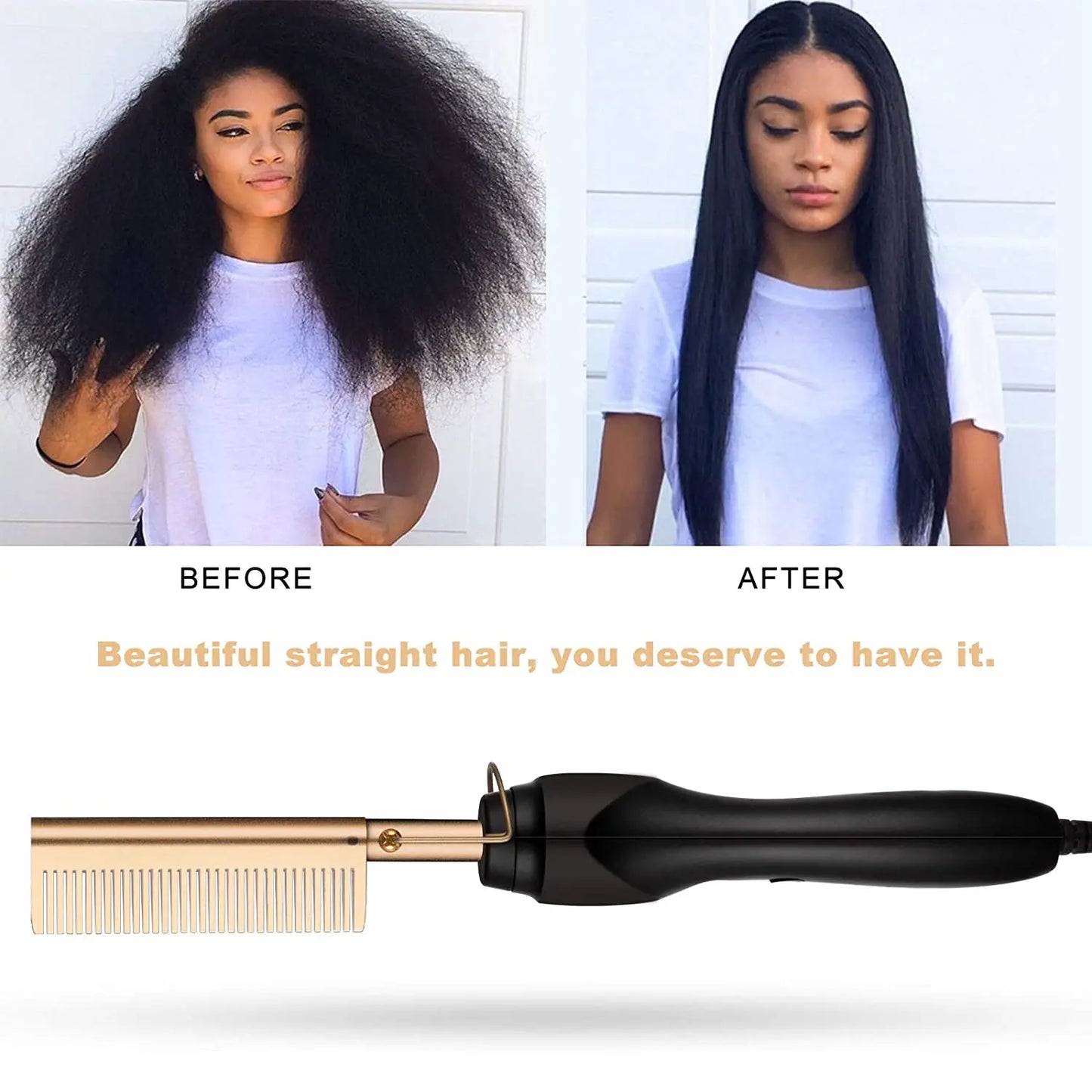 2 in1 Hot Comb Hair Straightener & Beard Press Comb