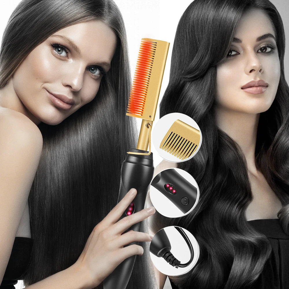 2 in1 Hot Comb Hair Straightener & Beard Press Comb