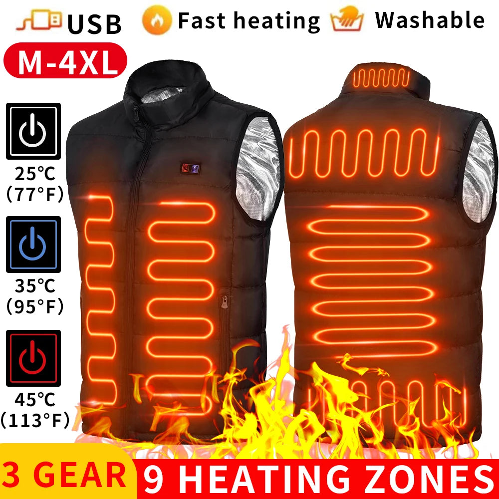 9-Zone Heated Jacket – USB Graphene Heating Coat for Men