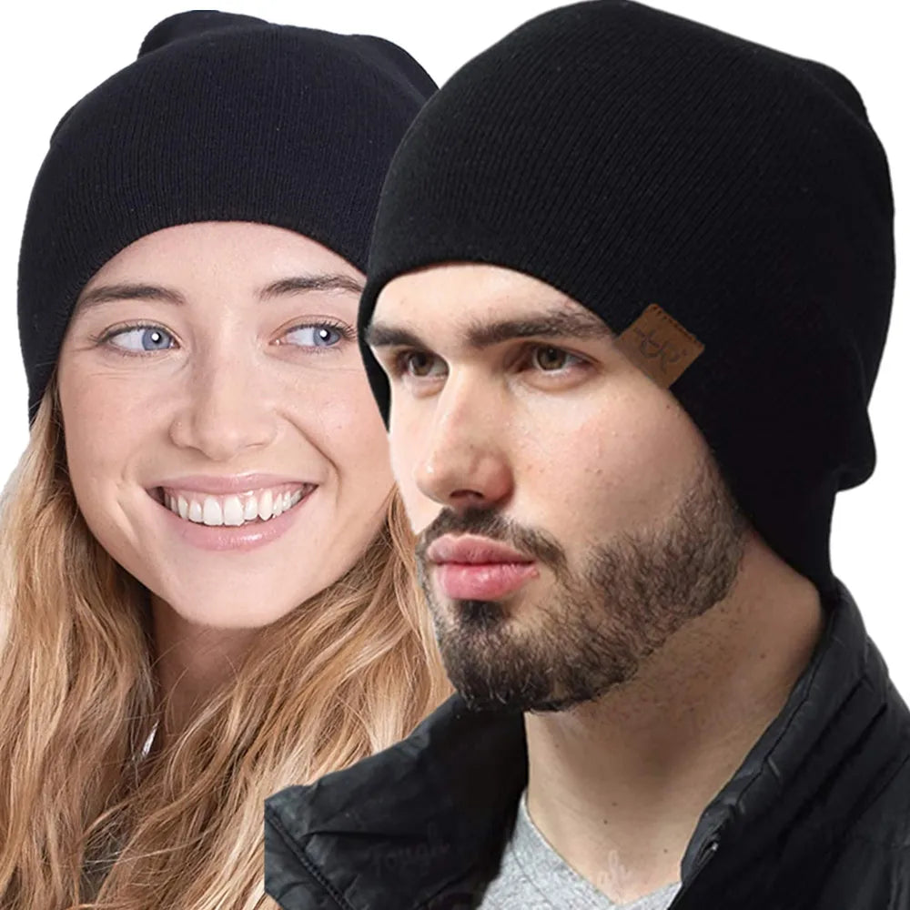 Unisex Fur-Lined Winter Beanie – Warm Knitted Hat for Men & Women