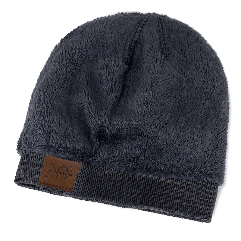 Unisex Fur-Lined Winter Beanie – Warm Knitted Hat for Men & Women
