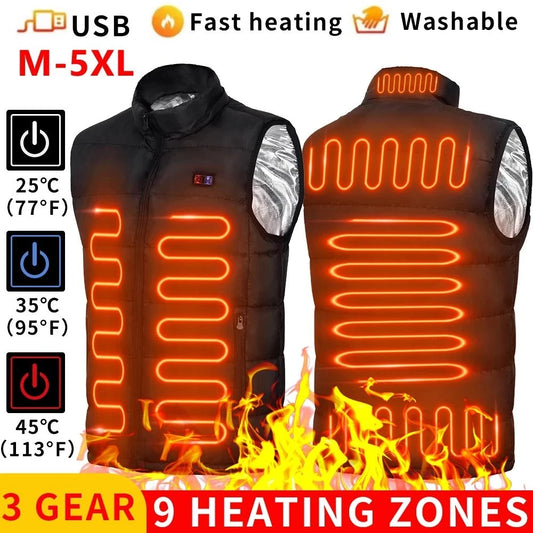9-Zone Heated Jacket – USB Graphene Heating Coat for Men