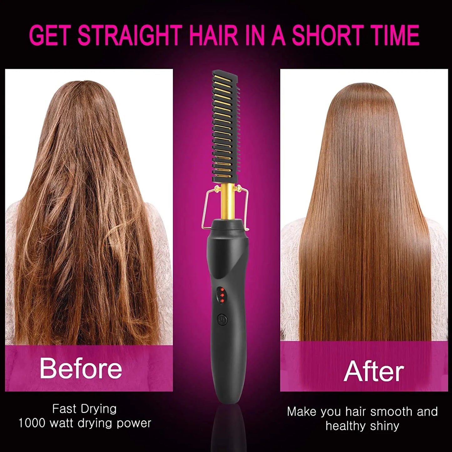 2 in1 Hot Comb Hair Straightener & Beard Press Comb