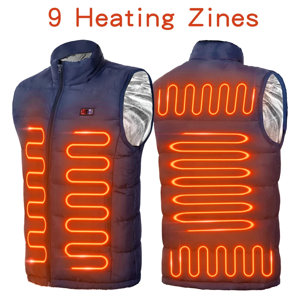 9-Zone Heated Jacket – USB Graphene Heating Coat for Men