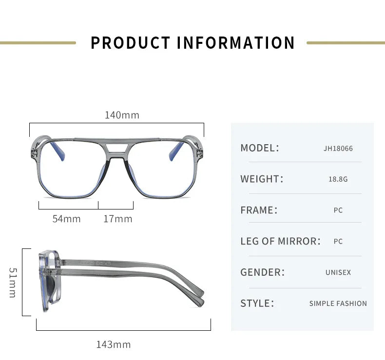 Transparent Square Computer Glasses — Anti Blue Light Eyewear