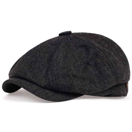 Vintage Herringbone Newsboy Cap – 8-Panel Gatsby Flat Hat (Unisex)