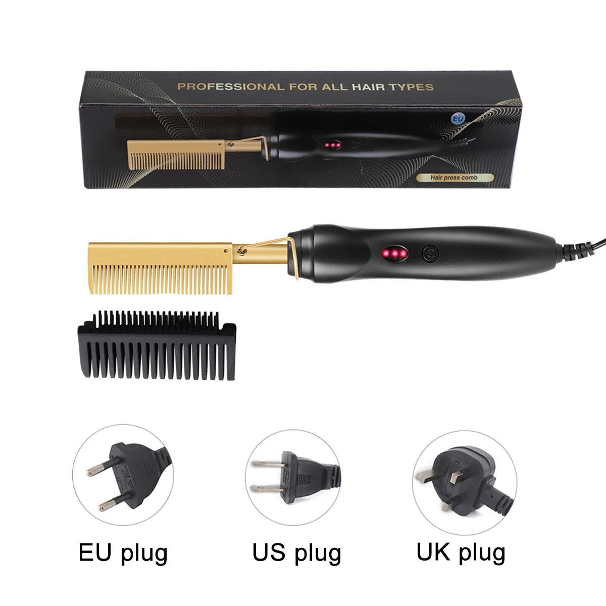2 in1 Hot Comb Hair Straightener & Beard Press Comb