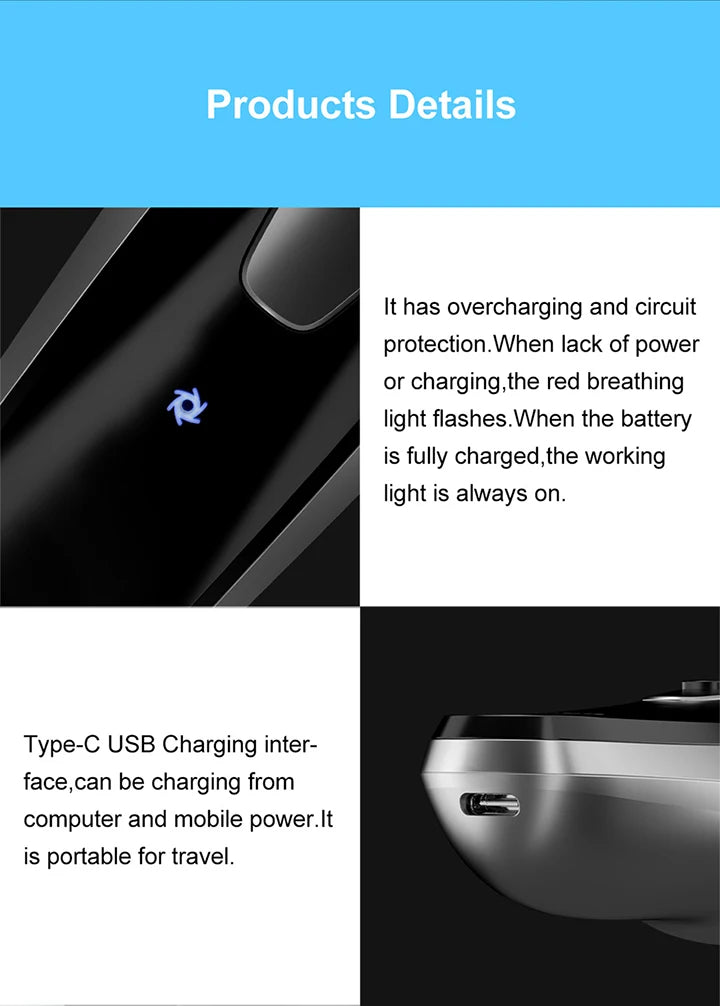 ENCHEN BlackStone Electric Shaver – Type-C Rechargeable, Travel Lock
