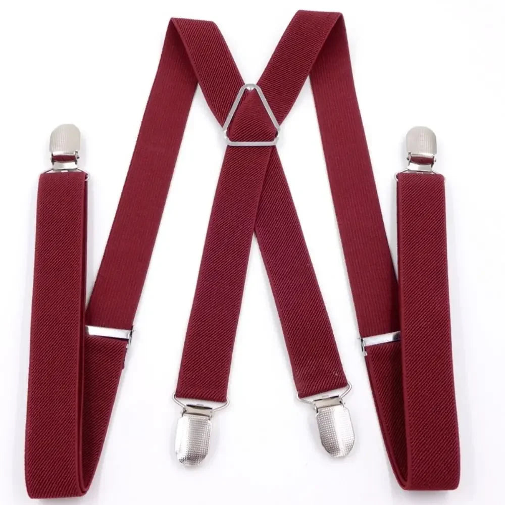 2.5 cm Wide Elastic Suspenders with 4 Clips – Adjustable Braces (Adults & Kids)