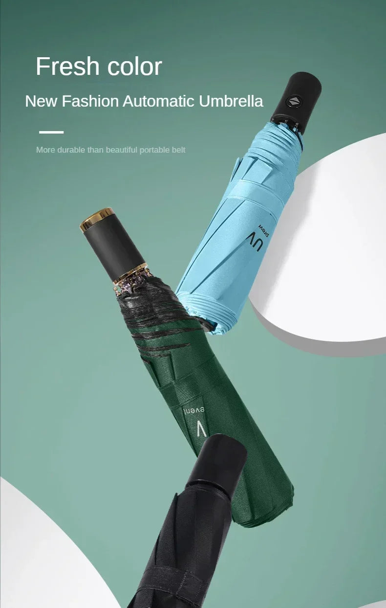 Mini Folding Automatic Umbrella – Windproof UV Protection, Portable for Men & Women