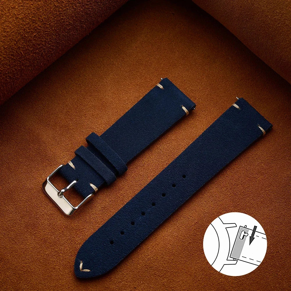 Unisex Quick-Release Suede Watch Strap – Brown Calfskin (14/16/18/20/22 mm)