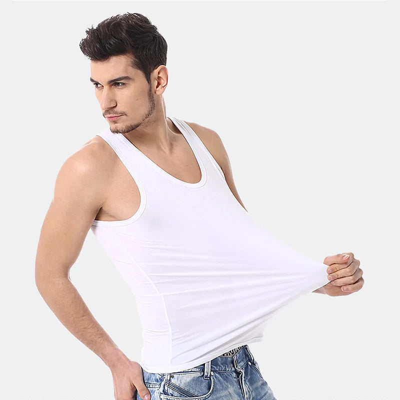 Men’s Solid Color Cotton Vest – Slim Fit Four Seasons Sports & Casual Tank