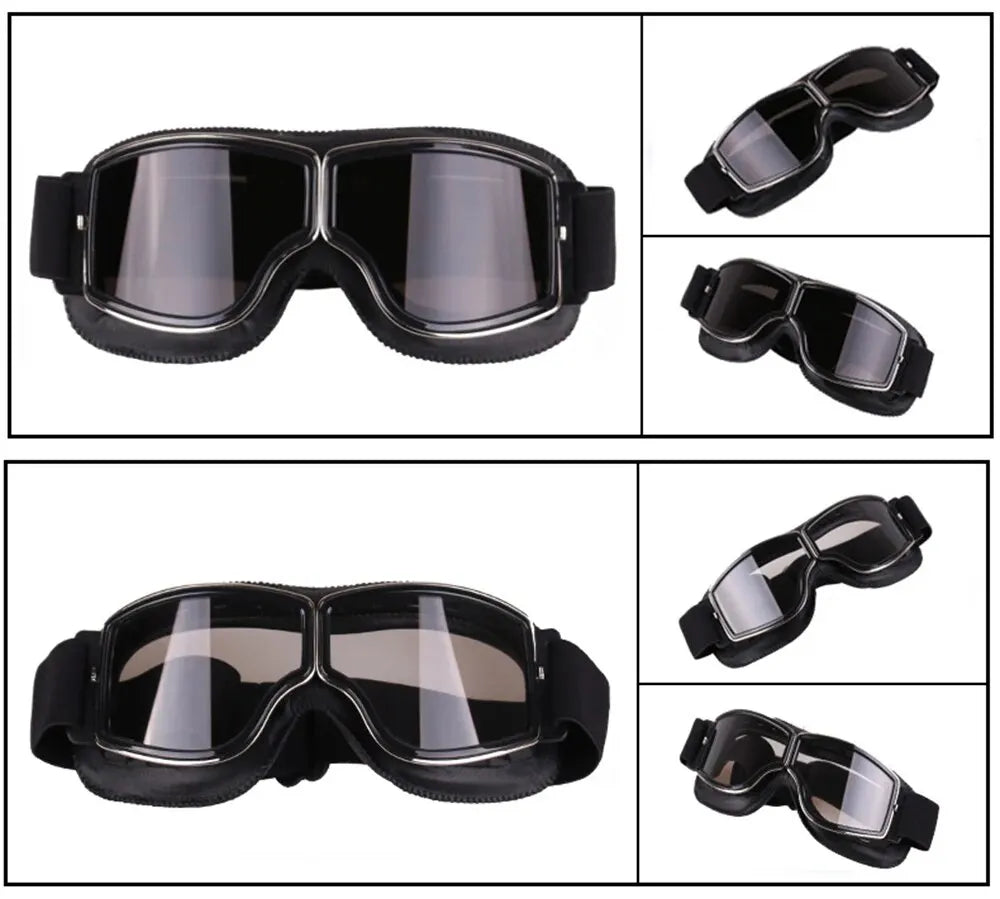 Retro Folding Motorcycle Goggles — Windproof Helmet Glasses