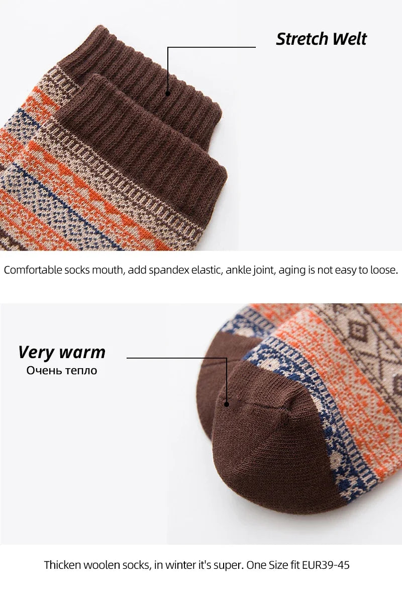Men’s Thick Wool-Blend Winter Socks – Vintage Boot Socks (Double-Layer)