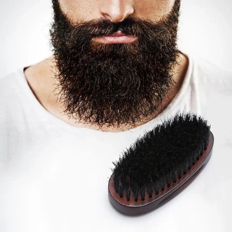 Wooden Hair & Beard Brush for Men — Natural Boar Bristle