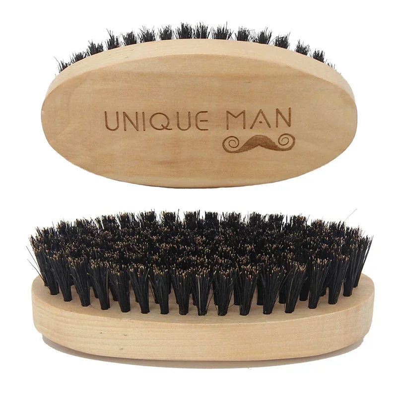 Wooden Hair & Beard Brush for Men — Natural Boar Bristle