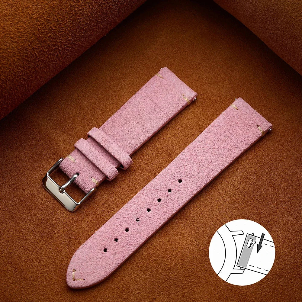 Unisex Quick-Release Suede Watch Strap – Brown Calfskin (14/16/18/20/22 mm)