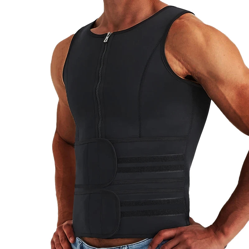 Men’s Sauna Vest Waist Trainer – Double-Belt Compression Shapewear
