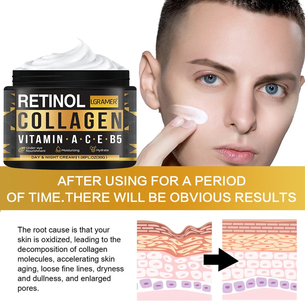 Men's Retinol & Collagen Face Cream – Anti-Wrinkle, Firming & Hydrating Skincare