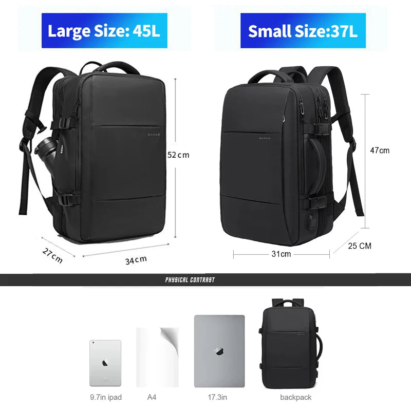 BANGE Expandable Men’s Laptop Backpack — Waterproof 17.3"