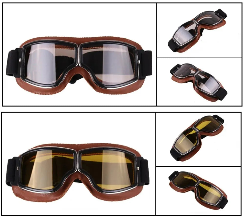 Retro Folding Motorcycle Goggles — Windproof Helmet Glasses