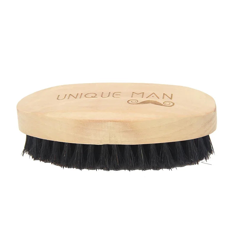 Wooden Hair & Beard Brush for Men — Natural Boar Bristle