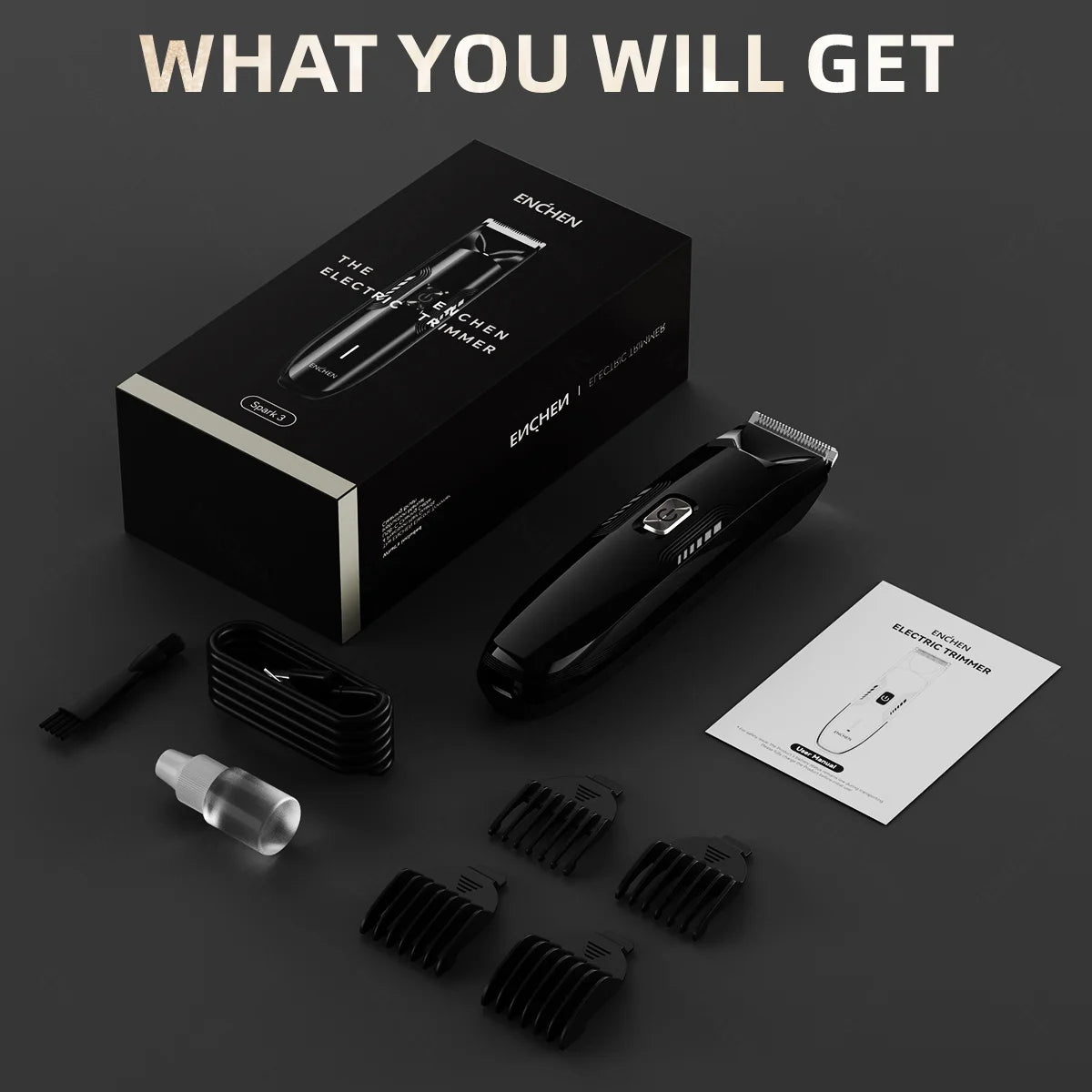 ENCHEN Spark 3 Hair Clippers & Beard Trimmer – Mini Adjustable, USB Rechargeable