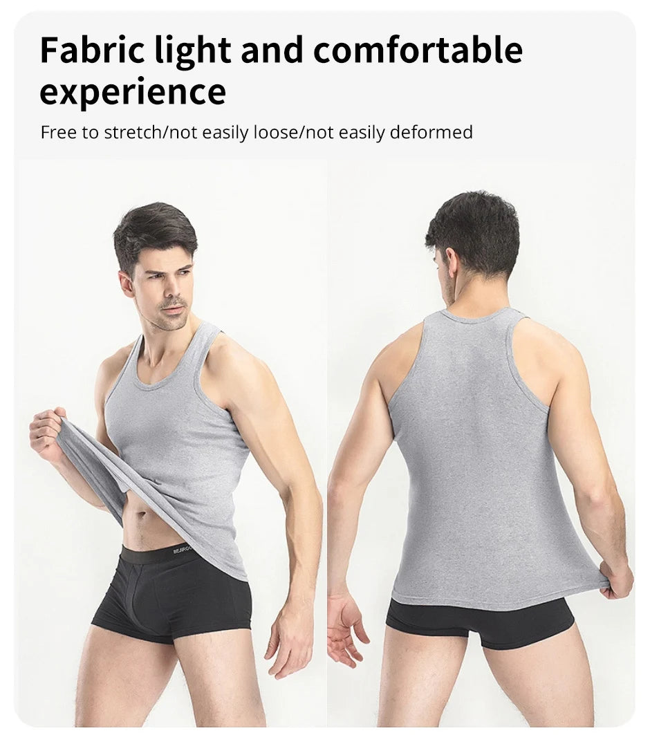 Men’s Solid Color Cotton Vest – Slim Fit Four Seasons Sports & Casual Tank