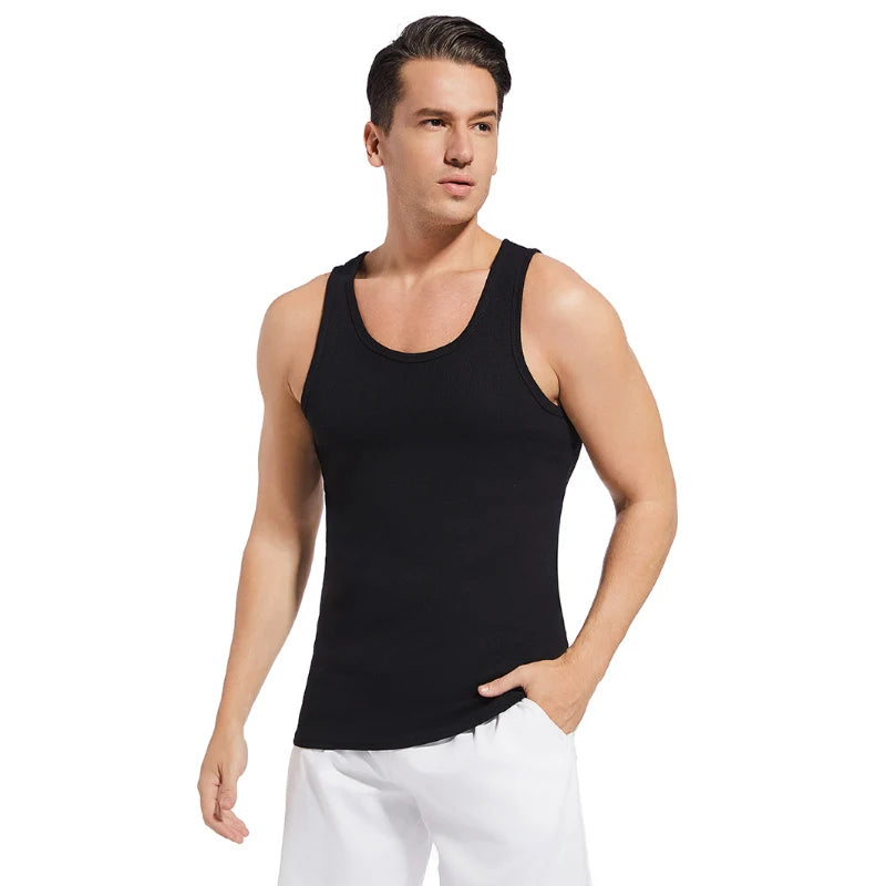 Men’s Solid Color Cotton Vest – Slim Fit Four Seasons Sports & Casual Tank