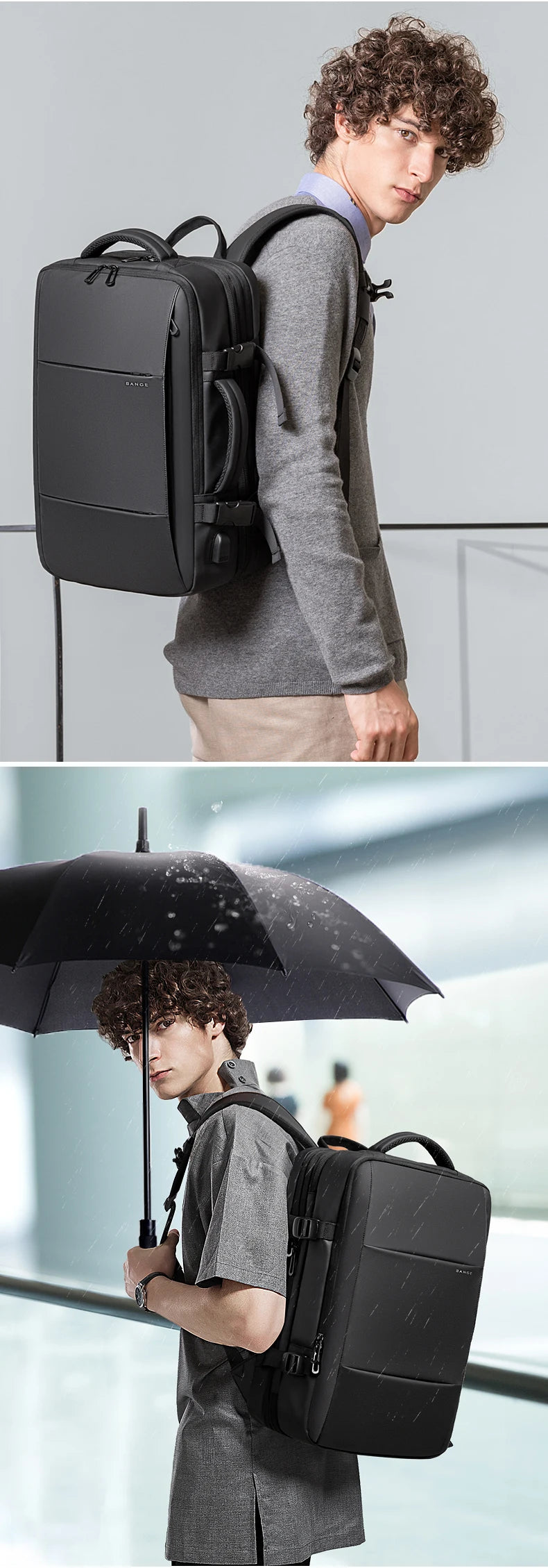 BANGE Expandable Men’s Laptop Backpack — Waterproof 17.3"