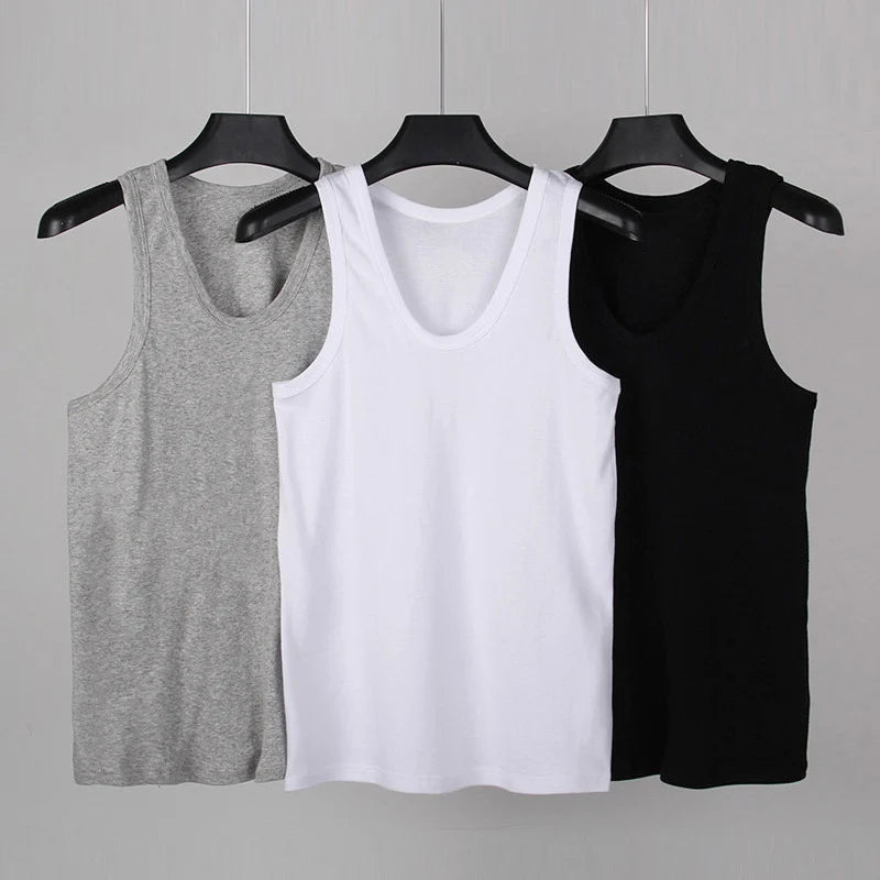 Men’s Solid Color Cotton Vest – Slim Fit Four Seasons Sports & Casual Tank