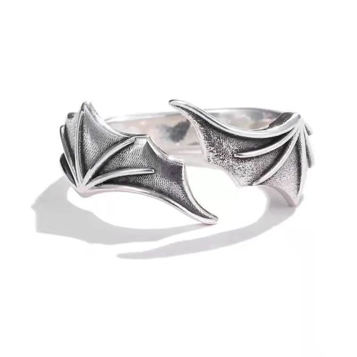 Vintage Angel Wing & Demon Eye Adjustable Ring – Unisex Retro Silver Alloy