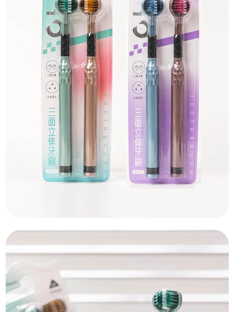 3D Three-Sided Manual Toothbrush — 6 pcs Set