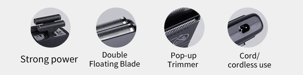 Kemei KM-1102 Cordless Foil Shaver – Twin-Head, Rechargeable, Trimmer