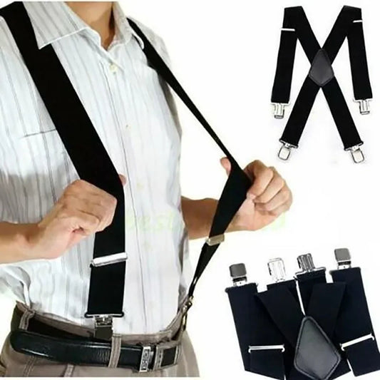 2.5 cm Wide Elastic Suspenders with 4 Clips – Adjustable Braces (Adults & Kids)