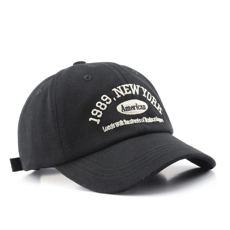 Men Cotton Baseball Cap – Adjustable Embroidered “New York 1989”