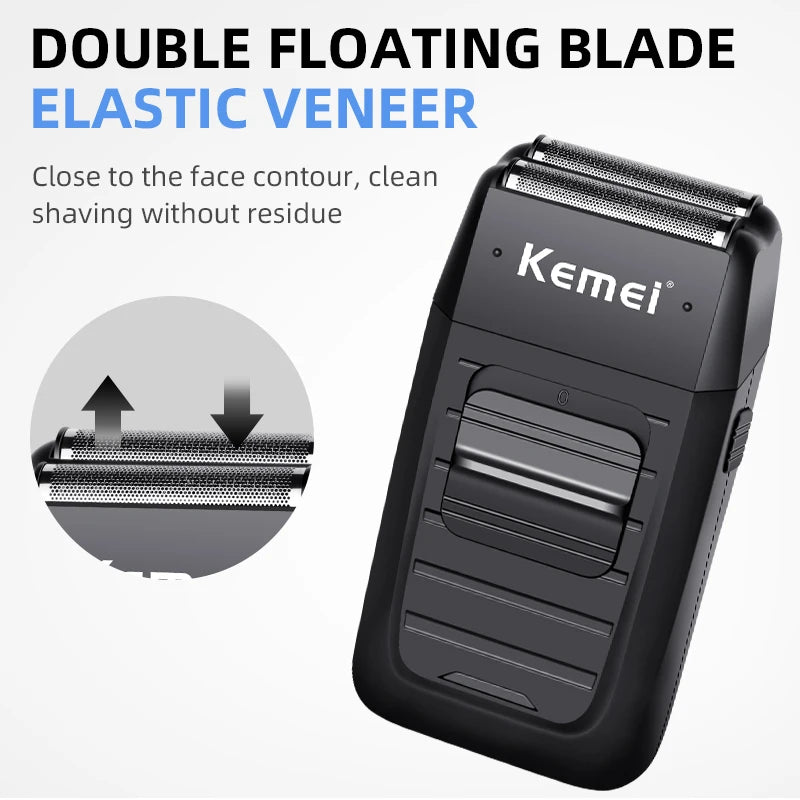 Kemei KM-1102 Cordless Foil Shaver – Twin-Head, Rechargeable, Trimmer
