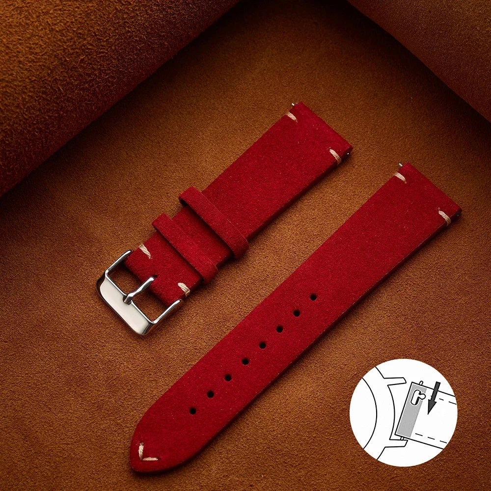 Unisex Quick-Release Suede Watch Strap – Brown Calfskin (14/16/18/20/22 mm)