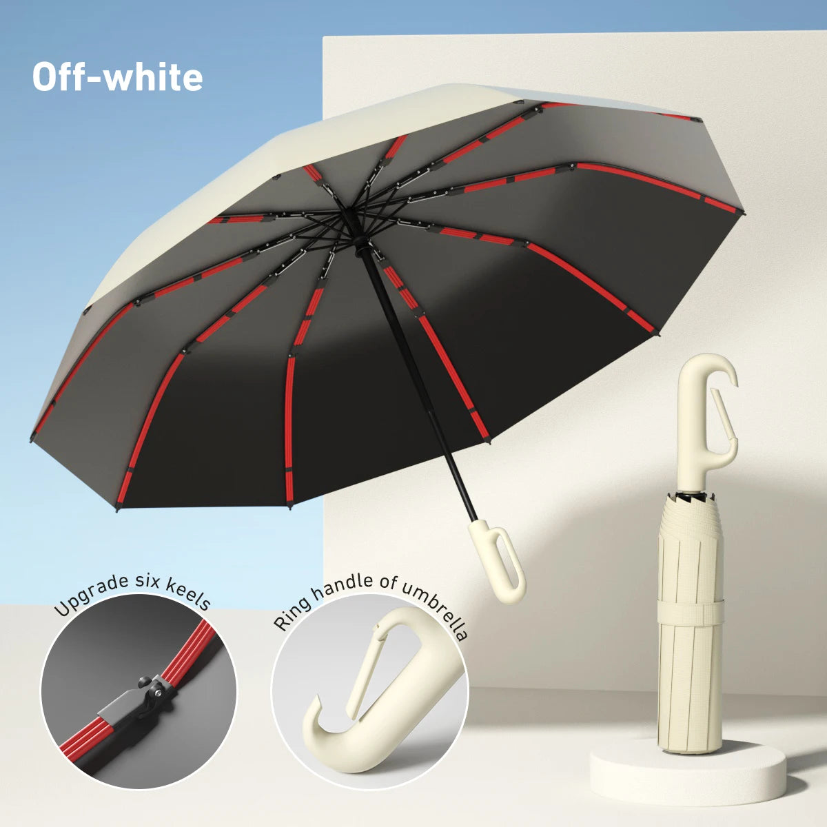 Compact Windproof Automatic Folding Umbrella – Double-Layer, One-Hand Open/Close