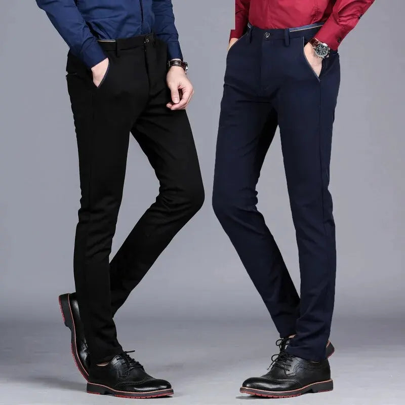 Men’s Elastic Straight Suit Pants — Business Casual Trousers
