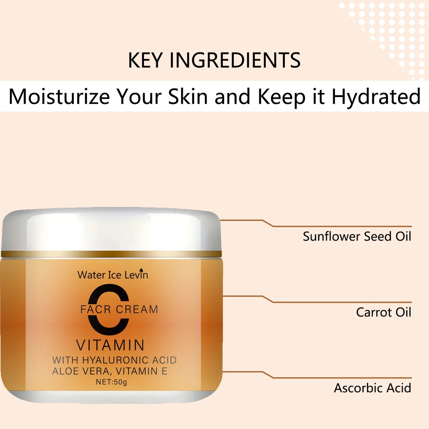 Vitamin C Facial Cream – Hyaluronic Acid, Aloe Vera & Vitamin E