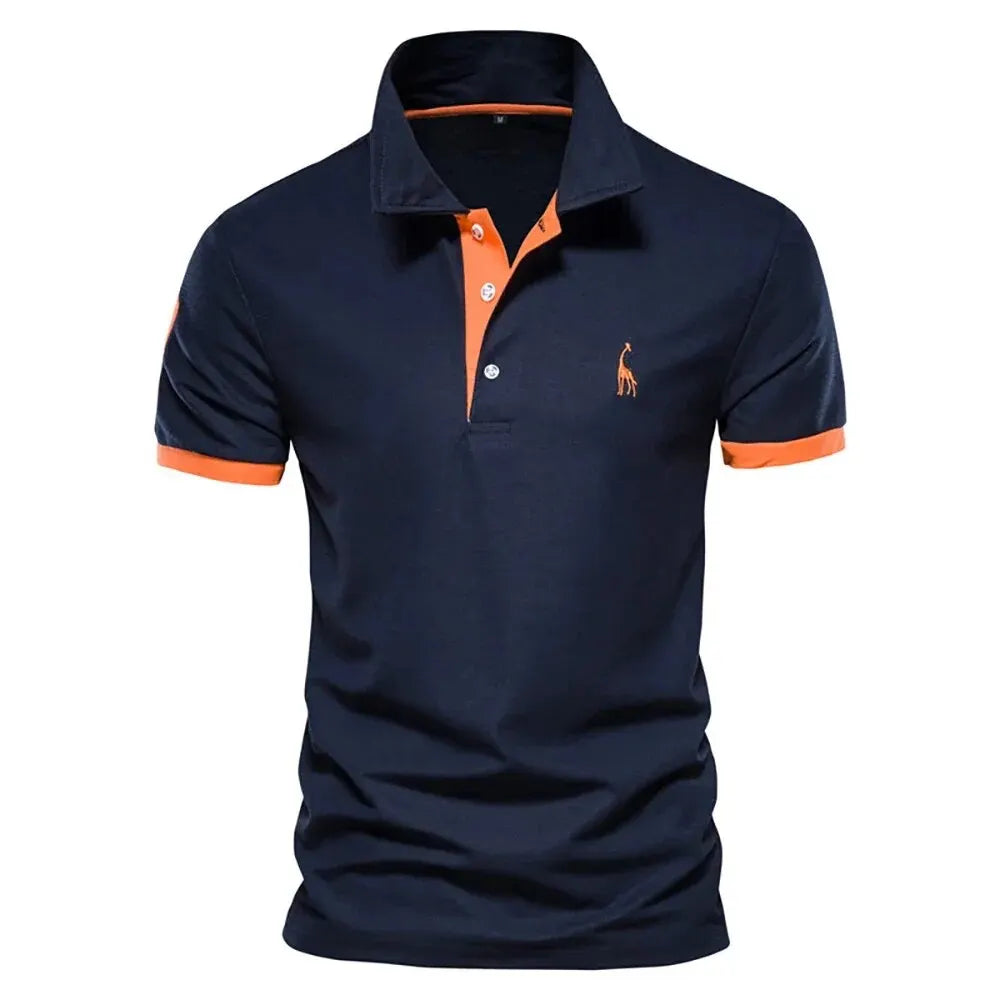 Men’s Embroidered Giraffe Polo Shirt — Summer Short Sleeve