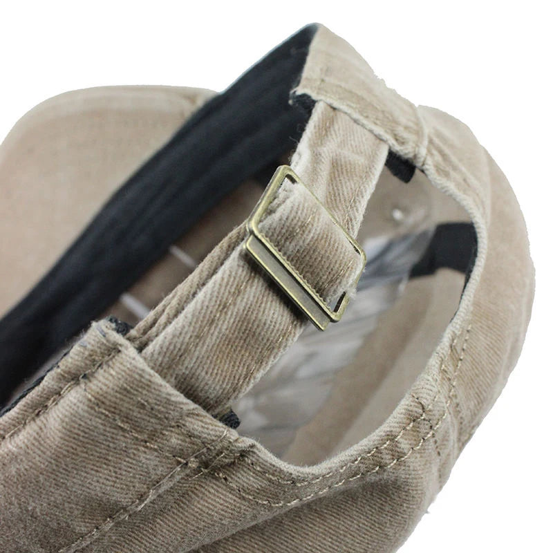 Men’s Cotton Military Cap — Flat Top, Sun-Proof, Washable