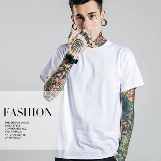 Combed Cotton Crewneck T-Shirt – Solid Color, Short Sleeve