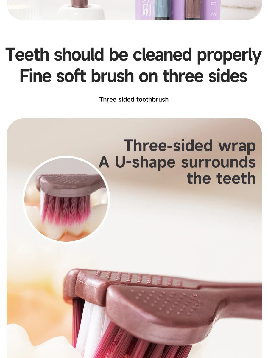 3D Three-Sided Manual Toothbrush — 6 pcs Set