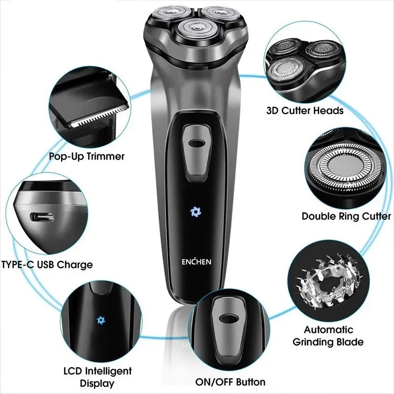 ENCHEN BlackStone Electric Shaver – Type-C Rechargeable, Travel Lock