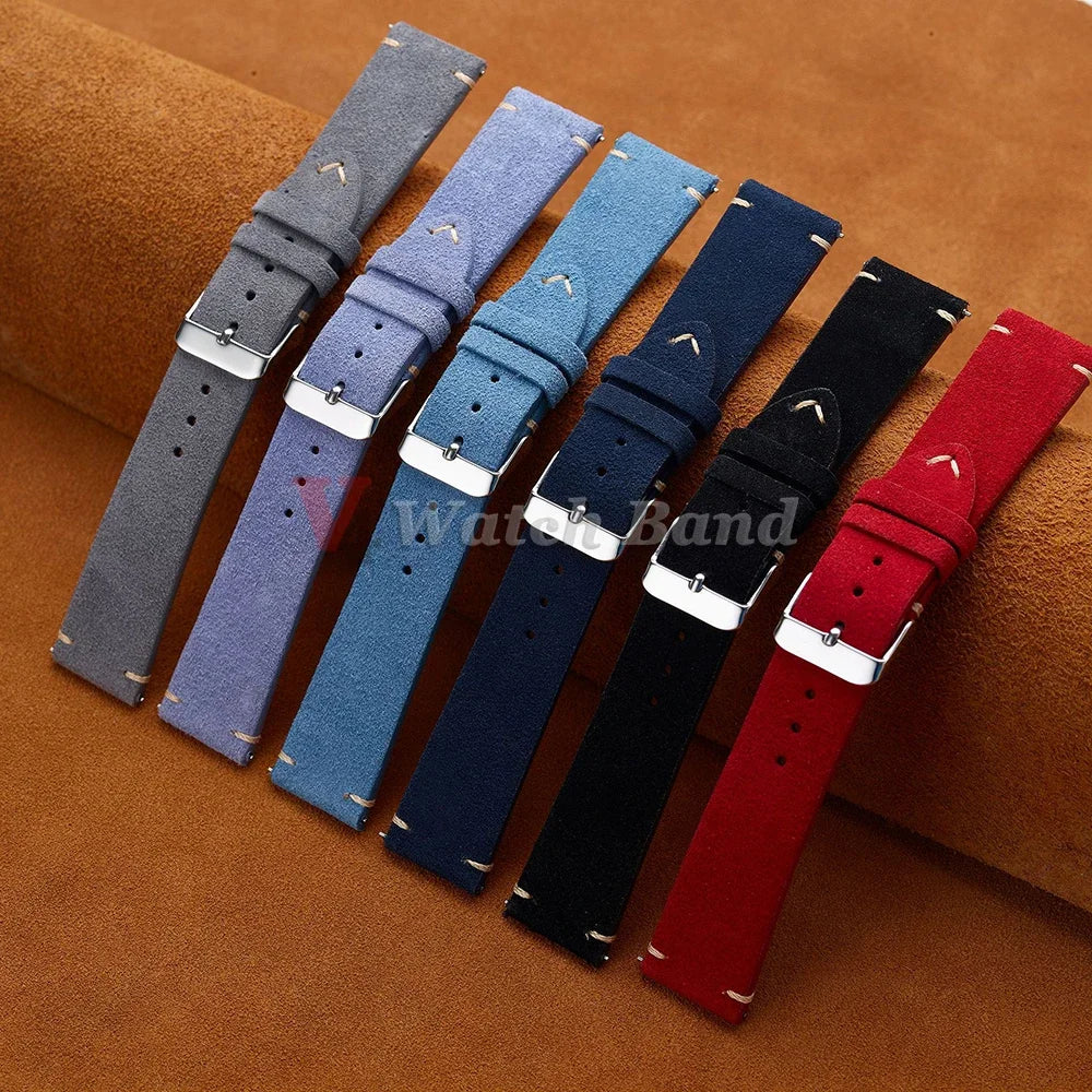 Unisex Quick-Release Suede Watch Strap – Brown Calfskin (14/16/18/20/22 mm)