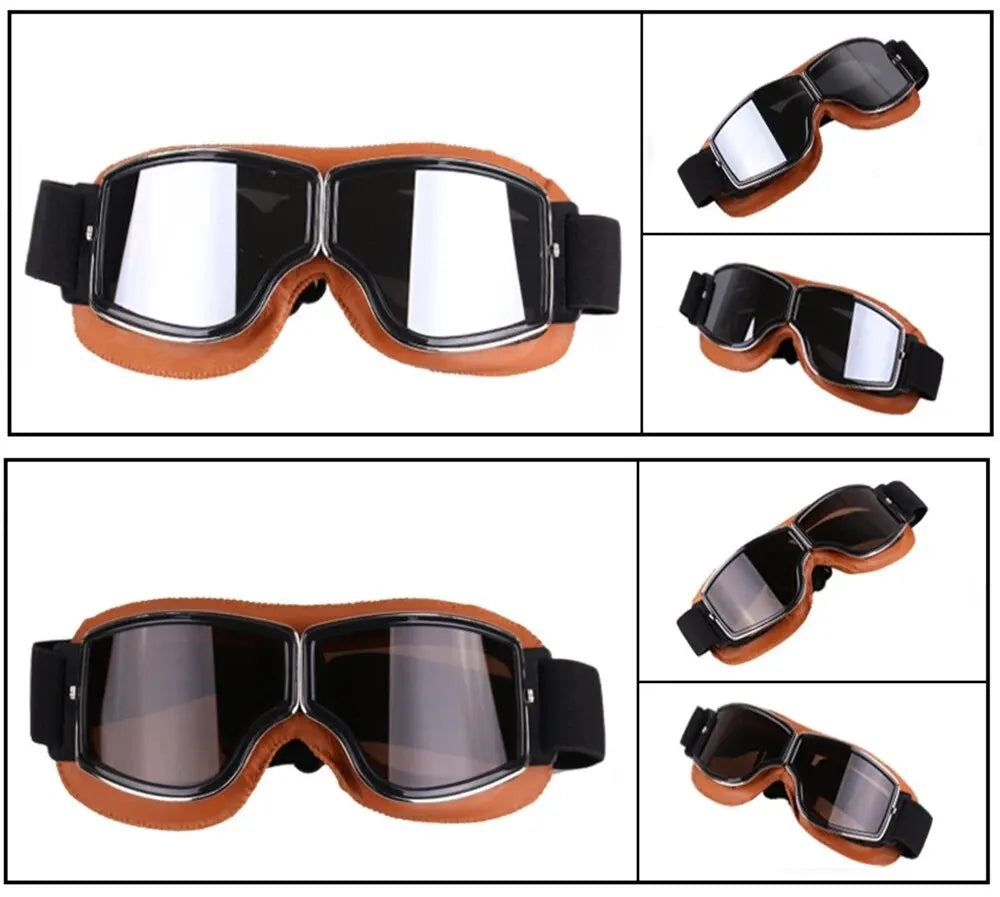 Retro Folding Motorcycle Goggles — Windproof Helmet Glasses